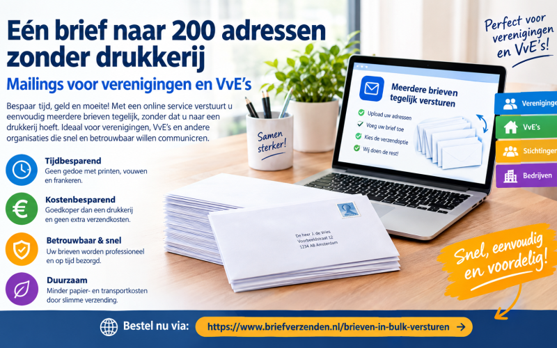 Eén brief naar 200 adressen zonder drukkerij: mailings voor verenigingen en VvE’s